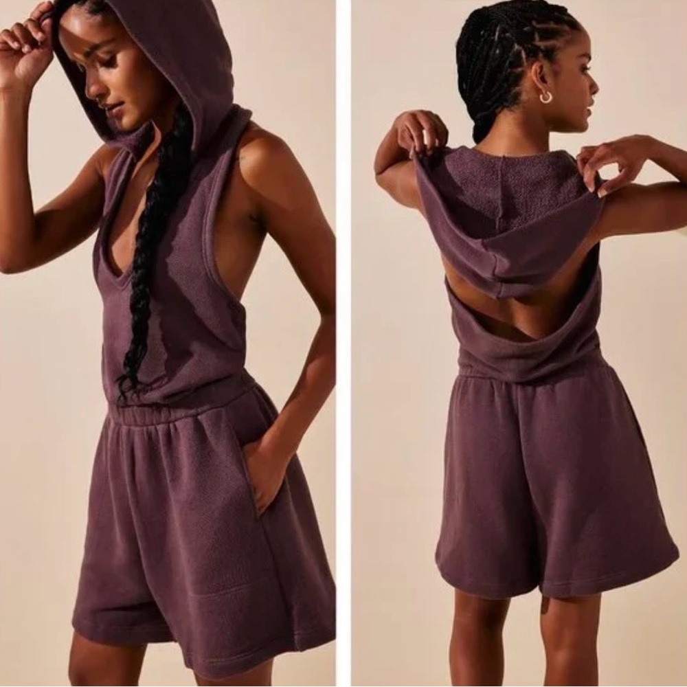 FP Beach Hooded Romper Free People Oliver Romper in Chocolate Merlot Colorway